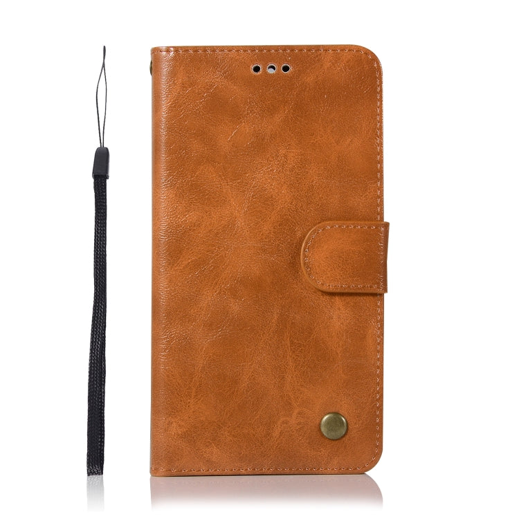 For Lenovo K5 Note Retro Copper Button Crazy Horse Horizontal Flip PU Leather Case with Holder & Card Slots & Wallet & Lanyard
