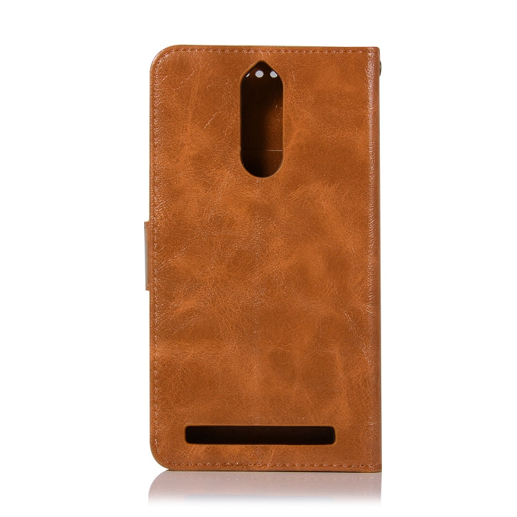 For Lenovo K5 Note Retro Copper Button Crazy Horse Horizontal Flip PU Leather Case with Holder & Card Slots & Wallet & Lanyard