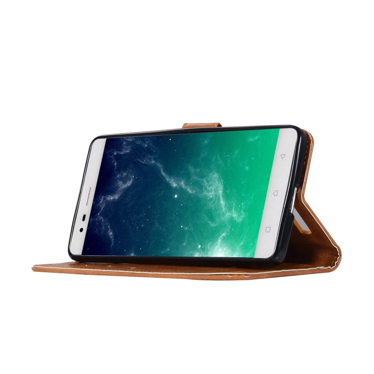 For Lenovo K5 Note Retro Copper Button Crazy Horse Horizontal Flip PU Leather Case with Holder & Card Slots & Wallet & Lanyard