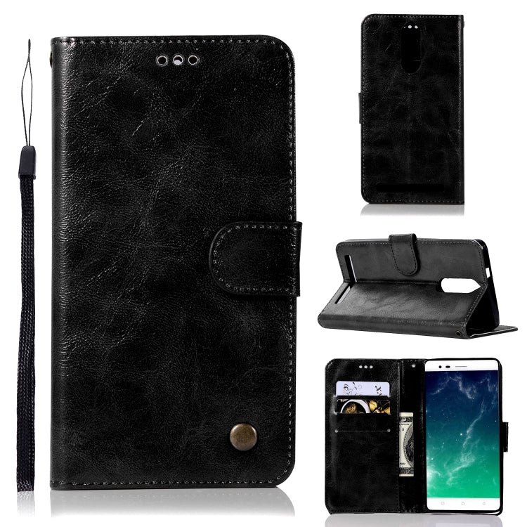 For Lenovo K5 Note Retro Copper Button Crazy Horse Horizontal Flip PU Leather Case with Holder & Card Slots & Wallet & Lanyard