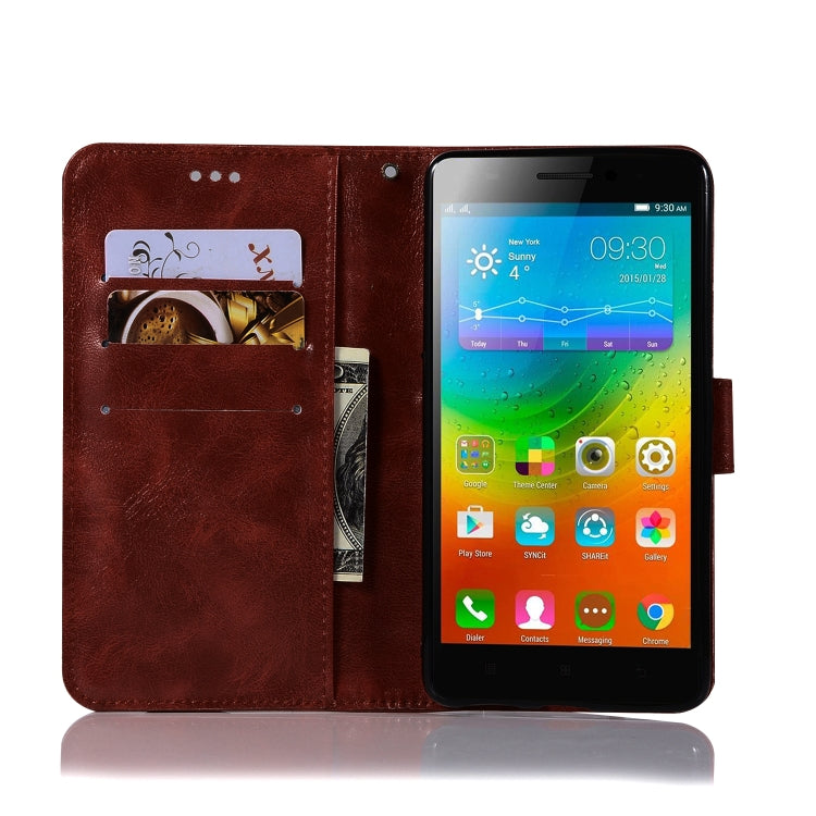 For Lenovo K6 Note Retro Copper Button Crazy Horse Horizontal Flip PU Leather Case with Holder & Card Slots & Wallet & Lanyard