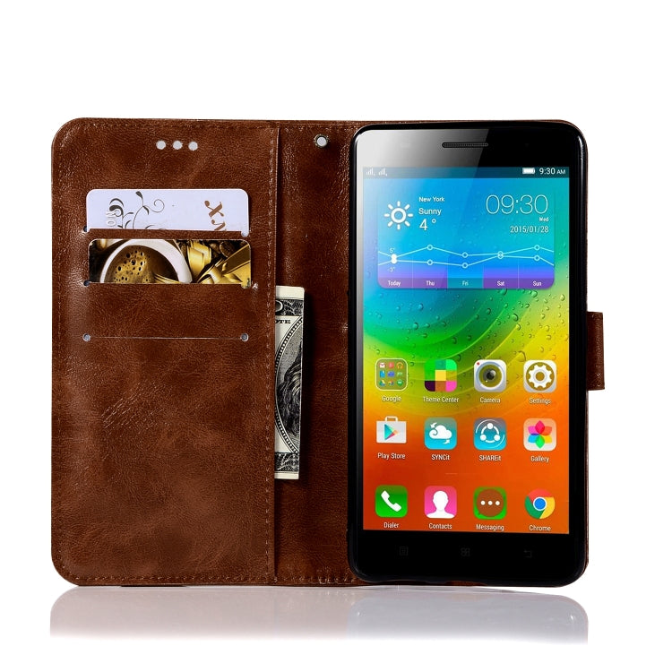 For Lenovo K6 Note Retro Copper Button Crazy Horse Horizontal Flip PU Leather Case with Holder & Card Slots & Wallet & Lanyard