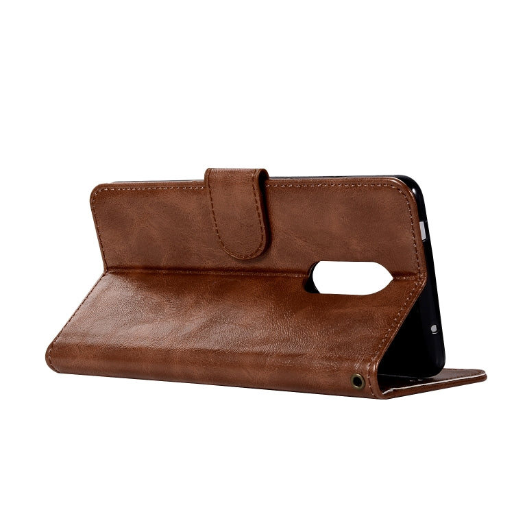 For Lenovo K6 Note Retro Copper Button Crazy Horse Horizontal Flip PU Leather Case with Holder & Card Slots & Wallet & Lanyard