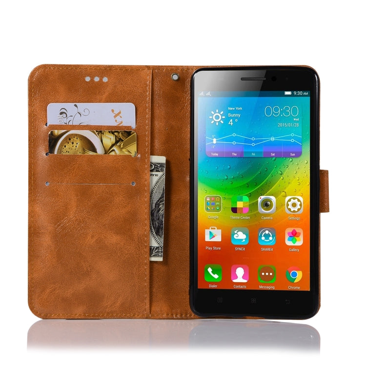 For Lenovo K6 Note Retro Copper Button Crazy Horse Horizontal Flip PU Leather Case with Holder & Card Slots & Wallet & Lanyard