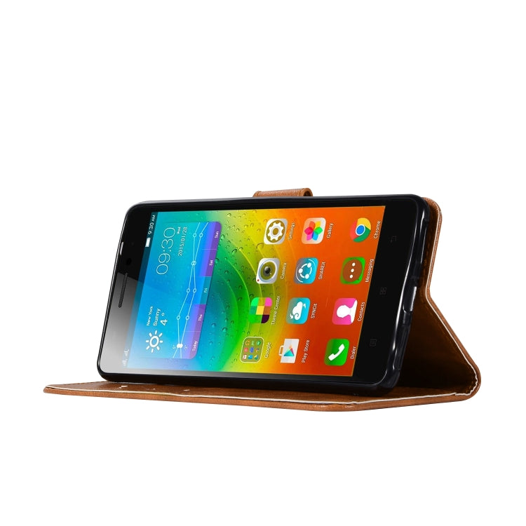 For Lenovo K6 Note Retro Copper Button Crazy Horse Horizontal Flip PU Leather Case with Holder & Card Slots & Wallet & Lanyard