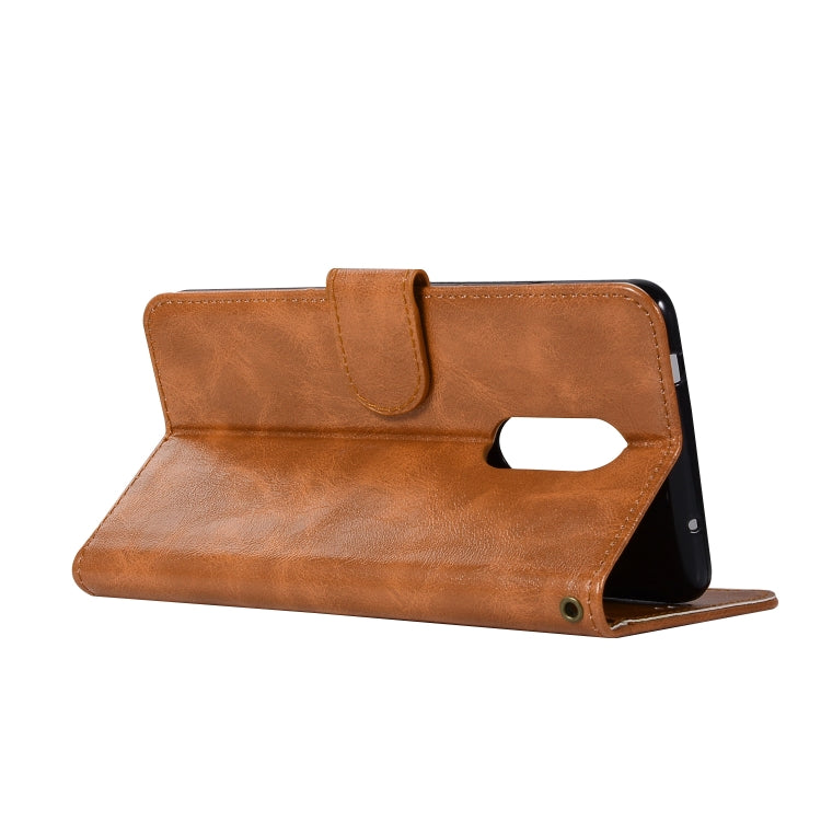 For Lenovo K6 Note Retro Copper Button Crazy Horse Horizontal Flip PU Leather Case with Holder & Card Slots & Wallet & Lanyard