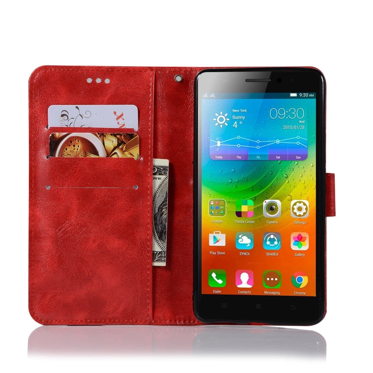 For Lenovo K6 Note Retro Copper Button Crazy Horse Horizontal Flip PU Leather Case with Holder & Card Slots & Wallet & Lanyard
