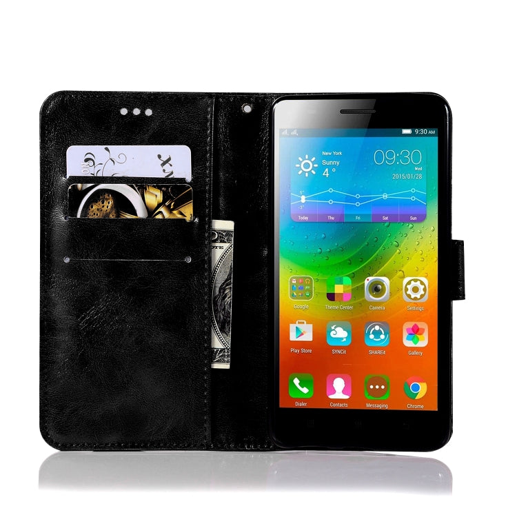 For Lenovo K6 Note Retro Copper Button Crazy Horse Horizontal Flip PU Leather Case with Holder & Card Slots & Wallet & Lanyard