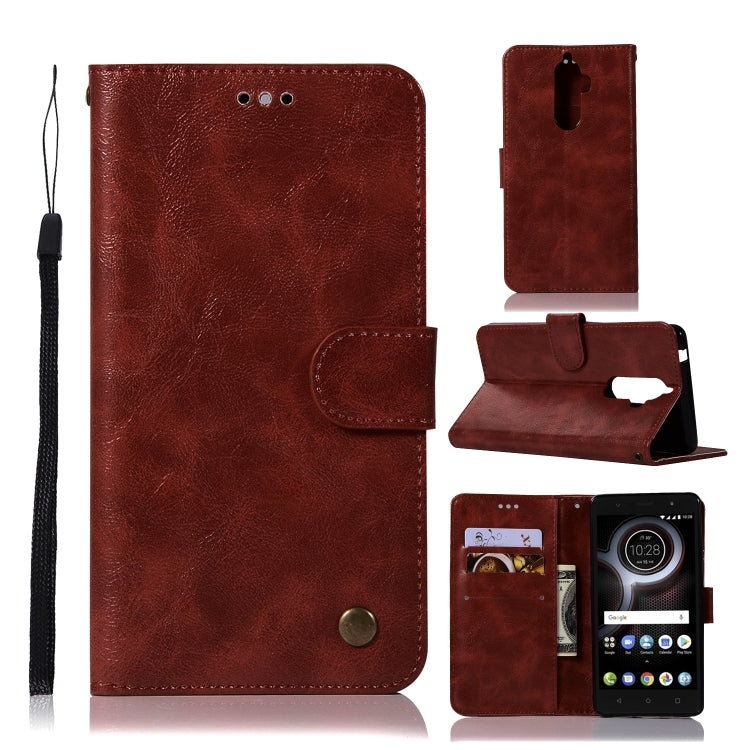 For Lenovo K8 Note Retro Copper Button Crazy Horse Horizontal Flip PU Leather Case with Holder & Card Slots & Wallet & Lanyard