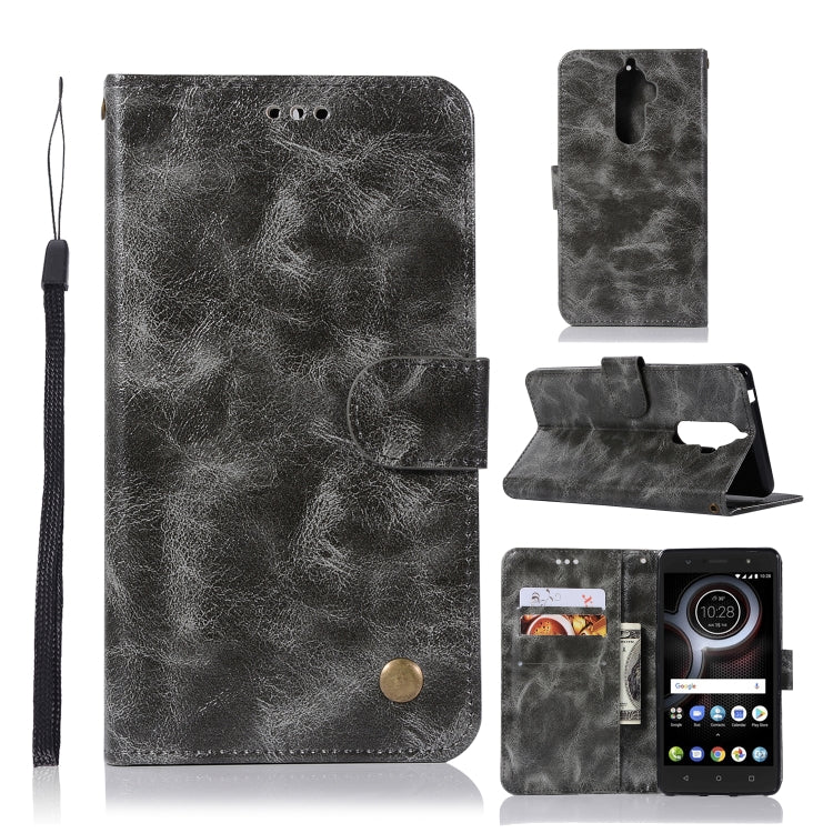 For Lenovo K8 Note Retro Copper Button Crazy Horse Horizontal Flip PU Leather Case with Holder & Card Slots & Wallet & Lanyard