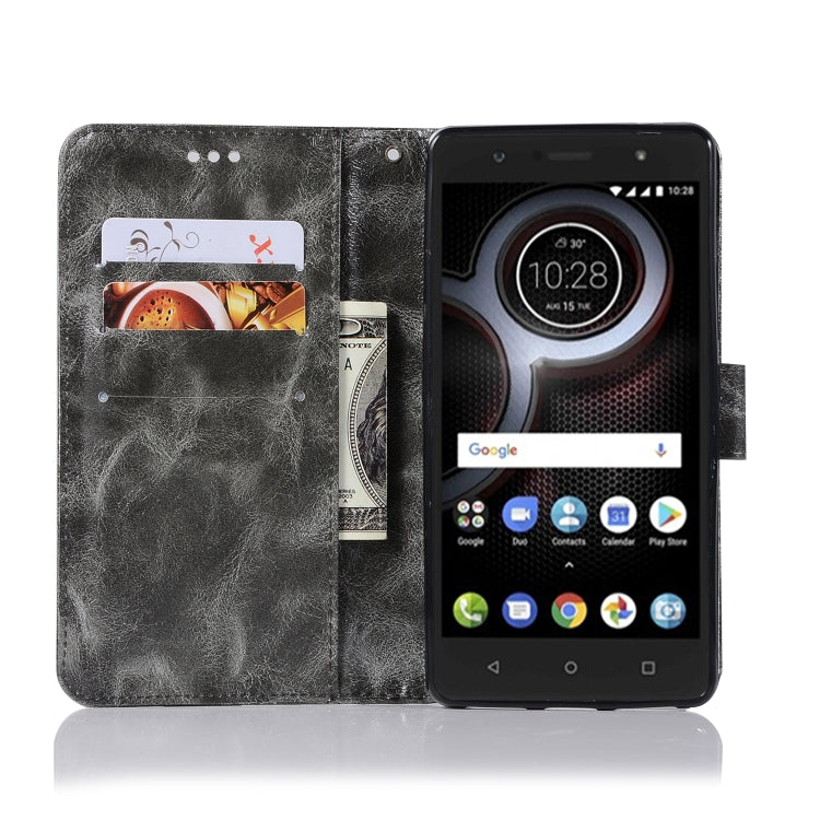 For Lenovo K8 Note Retro Copper Button Crazy Horse Horizontal Flip PU Leather Case with Holder & Card Slots & Wallet & Lanyard