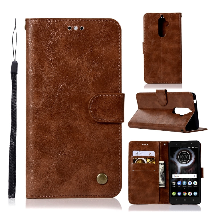 For Lenovo K8 Note Retro Copper Button Crazy Horse Horizontal Flip PU Leather Case with Holder & Card Slots & Wallet & Lanyard