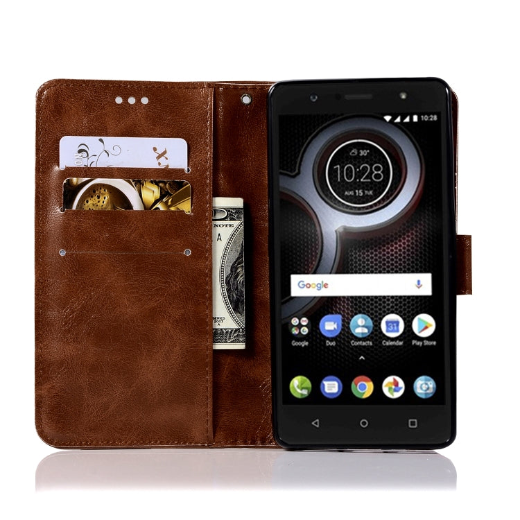 For Lenovo K8 Note Retro Copper Button Crazy Horse Horizontal Flip PU Leather Case with Holder & Card Slots & Wallet & Lanyard