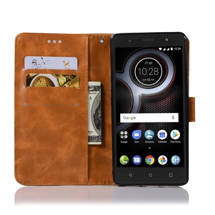 For Lenovo K8 Note Retro Copper Button Crazy Horse Horizontal Flip PU Leather Case with Holder & Card Slots & Wallet & Lanyard