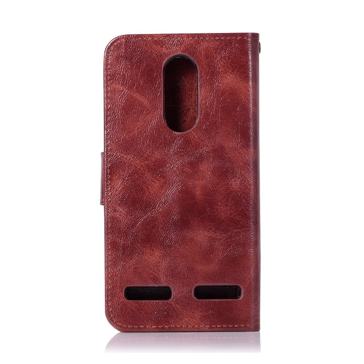 For Lenovo K6 Retro Copper Button Crazy Horse Horizontal Flip PU Leather Case with Holder & Card Slots & Wallet & Lanyard
