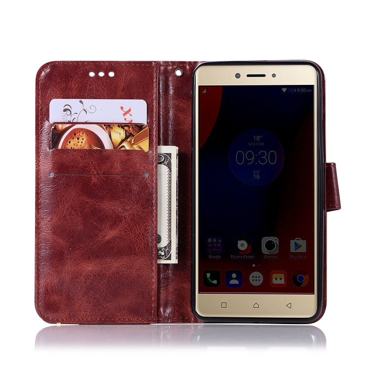 For Lenovo K6 Retro Copper Button Crazy Horse Horizontal Flip PU Leather Case with Holder & Card Slots & Wallet & Lanyard