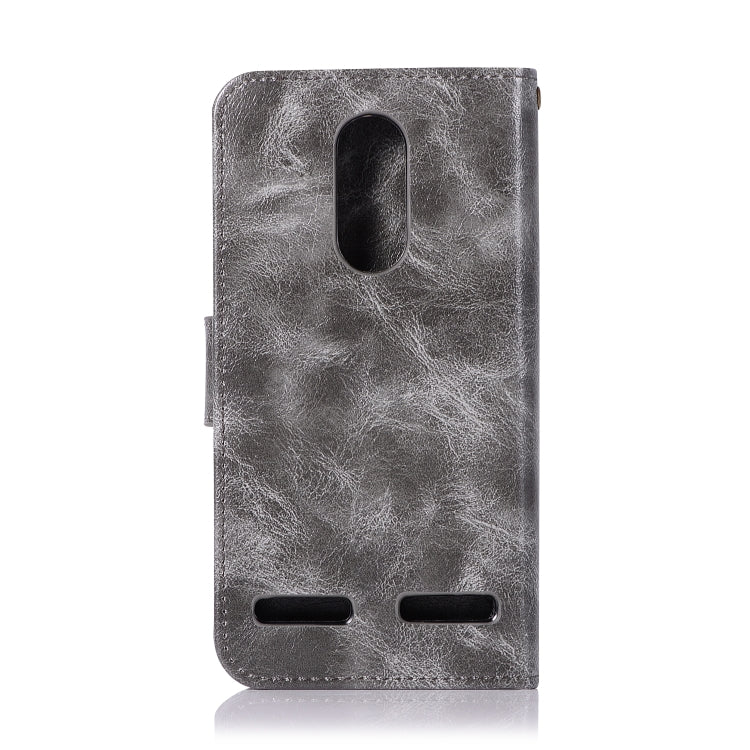For Lenovo K6 Retro Copper Button Crazy Horse Horizontal Flip PU Leather Case with Holder & Card Slots & Wallet & Lanyard