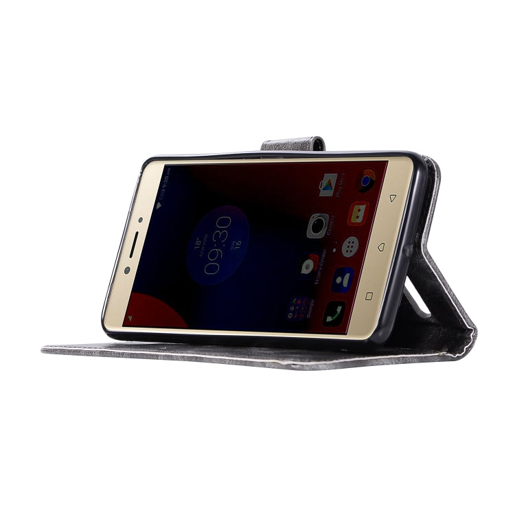 For Lenovo K6 Retro Copper Button Crazy Horse Horizontal Flip PU Leather Case with Holder & Card Slots & Wallet & Lanyard