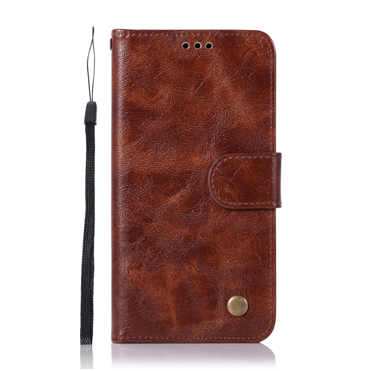 For Lenovo K6 Retro Copper Button Crazy Horse Horizontal Flip PU Leather Case with Holder & Card Slots & Wallet & Lanyard