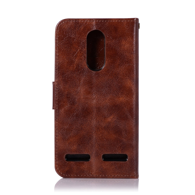 For Lenovo K6 Retro Copper Button Crazy Horse Horizontal Flip PU Leather Case with Holder & Card Slots & Wallet & Lanyard