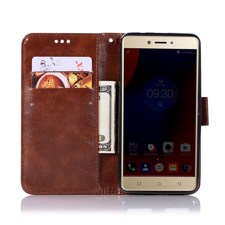 For Lenovo K6 Retro Copper Button Crazy Horse Horizontal Flip PU Leather Case with Holder & Card Slots & Wallet & Lanyard