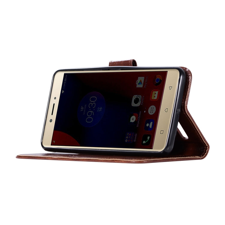 For Lenovo K6 Retro Copper Button Crazy Horse Horizontal Flip PU Leather Case with Holder & Card Slots & Wallet & Lanyard
