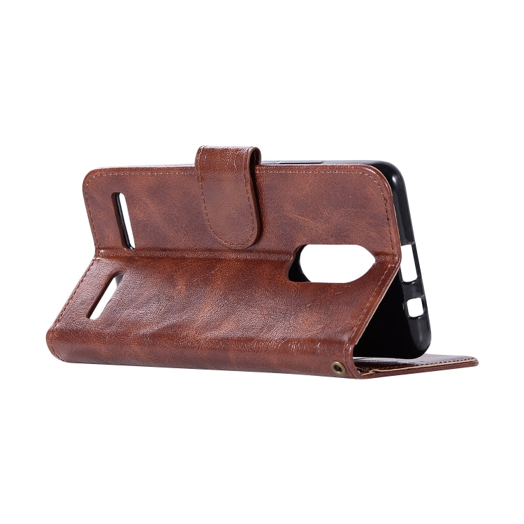 For Lenovo K6 Retro Copper Button Crazy Horse Horizontal Flip PU Leather Case with Holder & Card Slots & Wallet & Lanyard