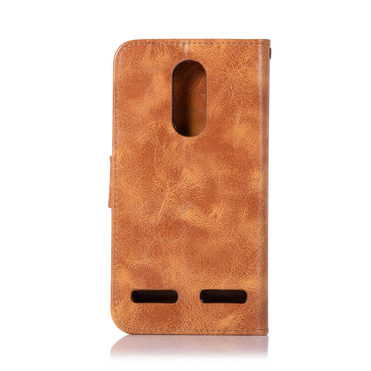 For Lenovo K6 Retro Copper Button Crazy Horse Horizontal Flip PU Leather Case with Holder & Card Slots & Wallet & Lanyard
