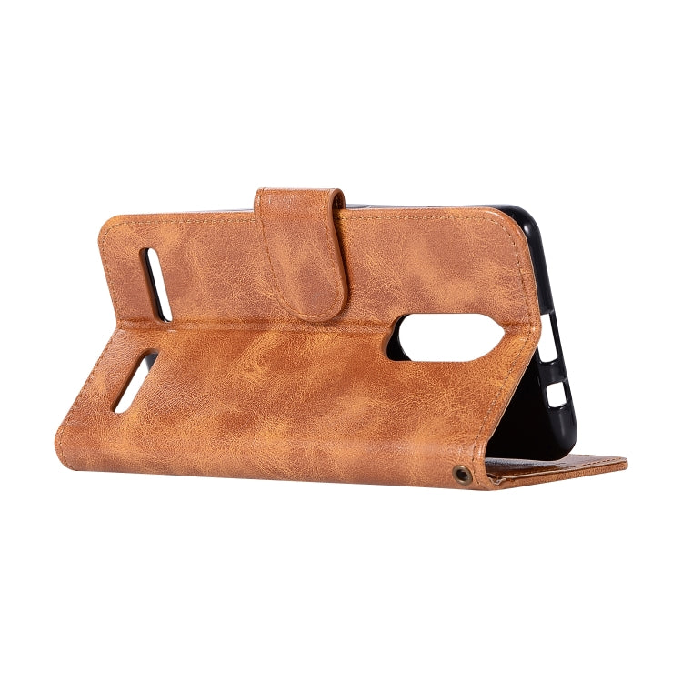 For Lenovo K6 Retro Copper Button Crazy Horse Horizontal Flip PU Leather Case with Holder & Card Slots & Wallet & Lanyard