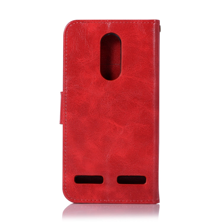 For Lenovo K6 Retro Copper Button Crazy Horse Horizontal Flip PU Leather Case with Holder & Card Slots & Wallet & Lanyard