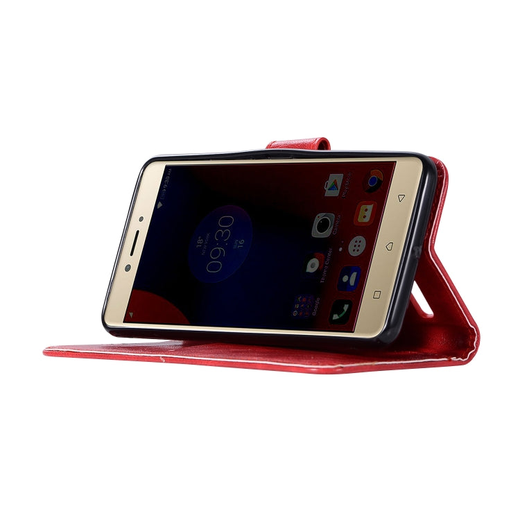 For Lenovo K6 Retro Copper Button Crazy Horse Horizontal Flip PU Leather Case with Holder & Card Slots & Wallet & Lanyard