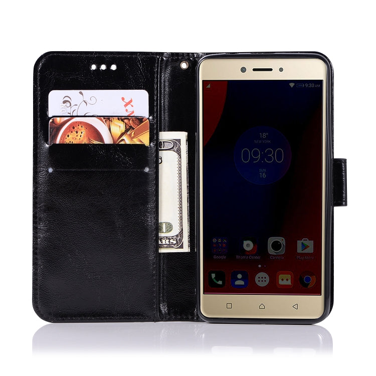 For Lenovo K6 Retro Copper Button Crazy Horse Horizontal Flip PU Leather Case with Holder & Card Slots & Wallet & Lanyard
