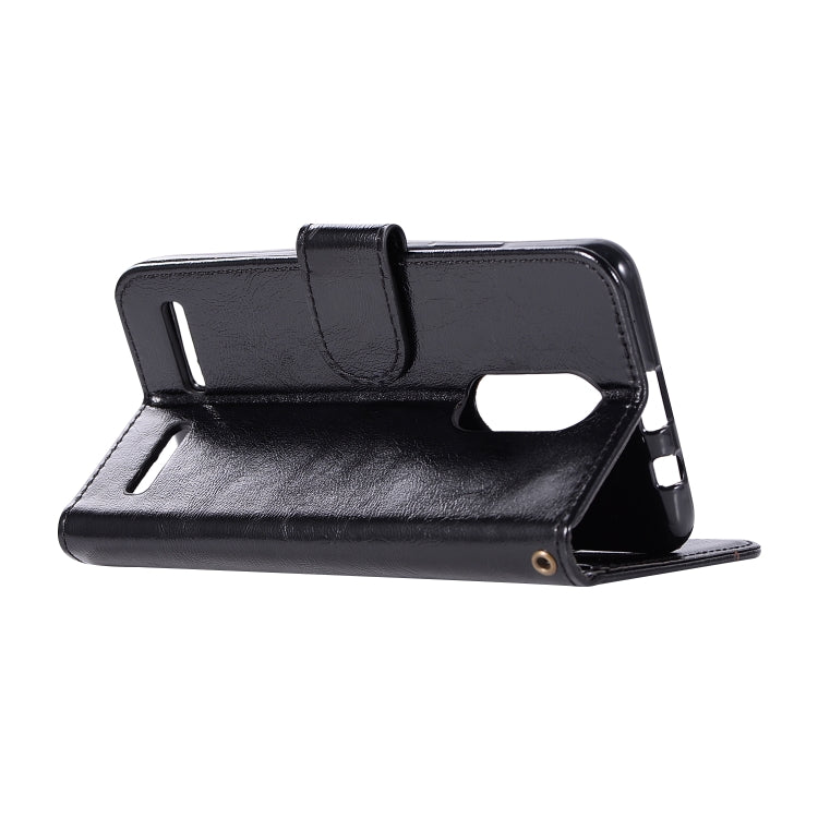 For Lenovo K6 Retro Copper Button Crazy Horse Horizontal Flip PU Leather Case with Holder & Card Slots & Wallet & Lanyard