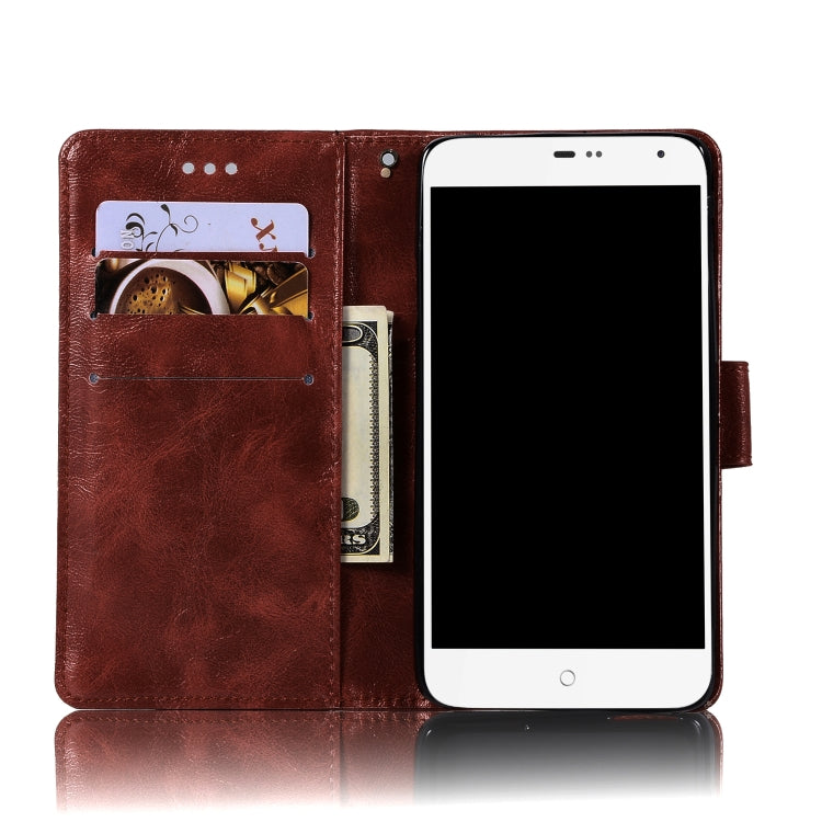 For Lenovo Vibe P1M Retro Copper Button Crazy Horse Horizontal Flip PU Leather Case with Holder & Card Slots & Wallet & Lanyard