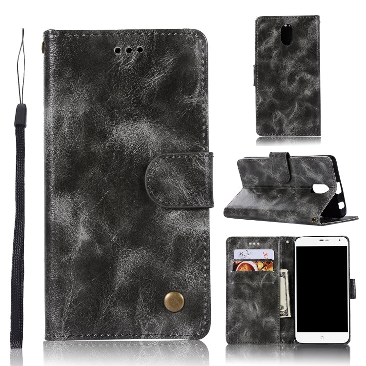 For Lenovo Vibe P1M Retro Copper Button Crazy Horse Horizontal Flip PU Leather Case with Holder & Card Slots & Wallet & Lanyard
