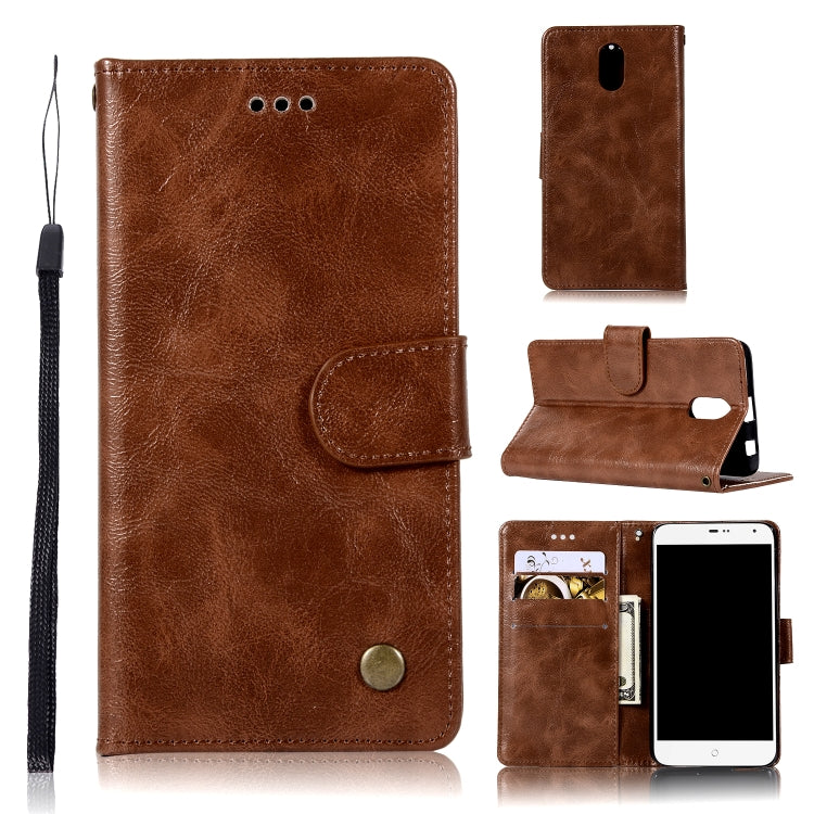 For Lenovo Vibe P1M Retro Copper Button Crazy Horse Horizontal Flip PU Leather Case with Holder & Card Slots & Wallet & Lanyard
