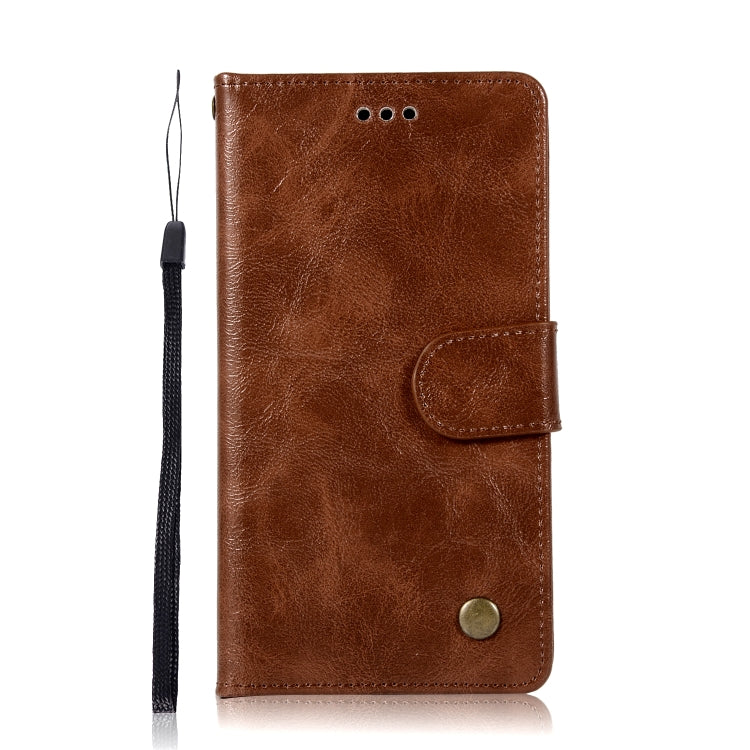 For Lenovo Vibe P1M Retro Copper Button Crazy Horse Horizontal Flip PU Leather Case with Holder & Card Slots & Wallet & Lanyard