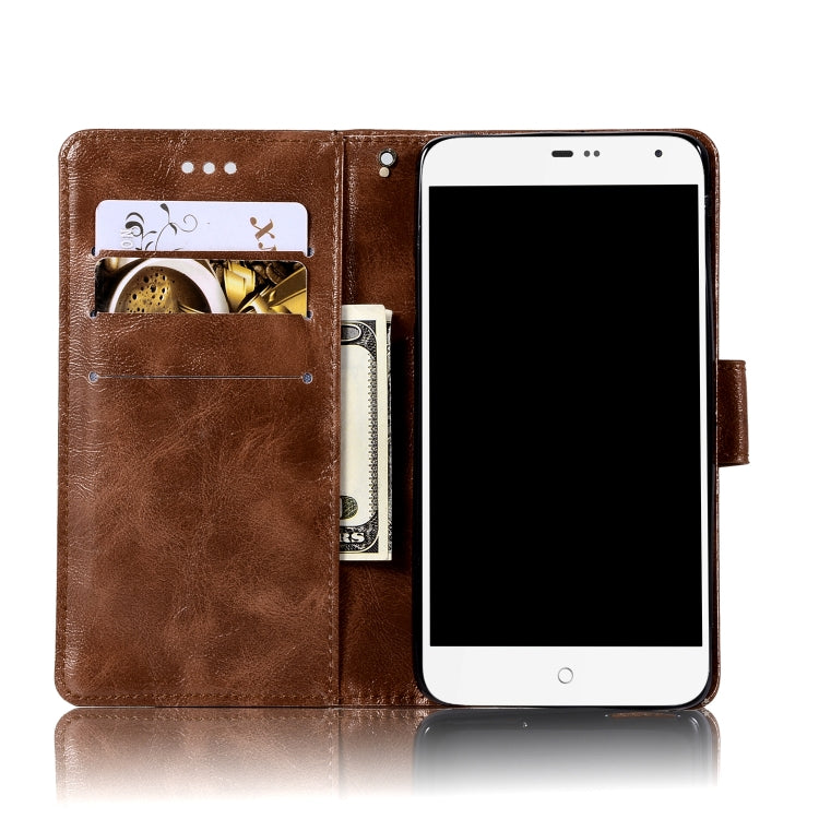 For Lenovo Vibe P1M Retro Copper Button Crazy Horse Horizontal Flip PU Leather Case with Holder & Card Slots & Wallet & Lanyard