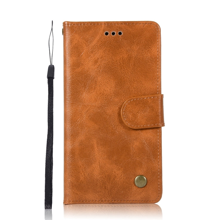 For Lenovo Vibe P1M Retro Copper Button Crazy Horse Horizontal Flip PU Leather Case with Holder & Card Slots & Wallet & Lanyard
