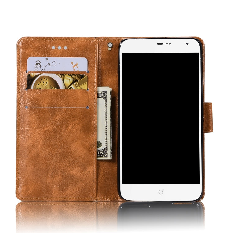 For Lenovo Vibe P1M Retro Copper Button Crazy Horse Horizontal Flip PU Leather Case with Holder & Card Slots & Wallet & Lanyard