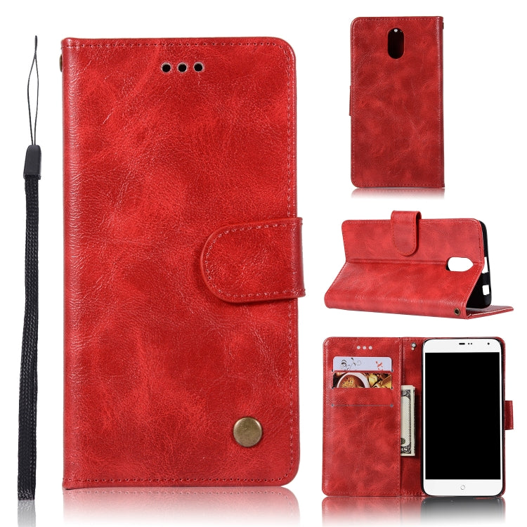For Lenovo Vibe P1M Retro Copper Button Crazy Horse Horizontal Flip PU Leather Case with Holder & Card Slots & Wallet & Lanyard