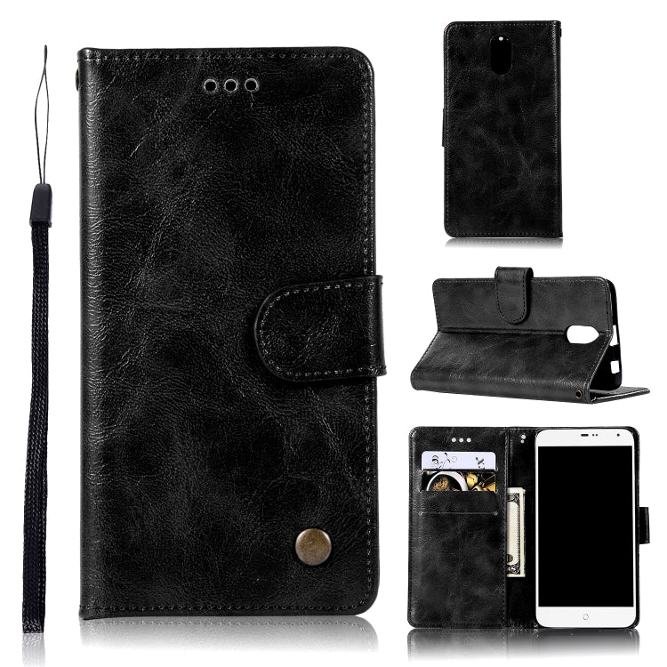 For Lenovo Vibe P1M Retro Copper Button Crazy Horse Horizontal Flip PU Leather Case with Holder & Card Slots & Wallet & Lanyard