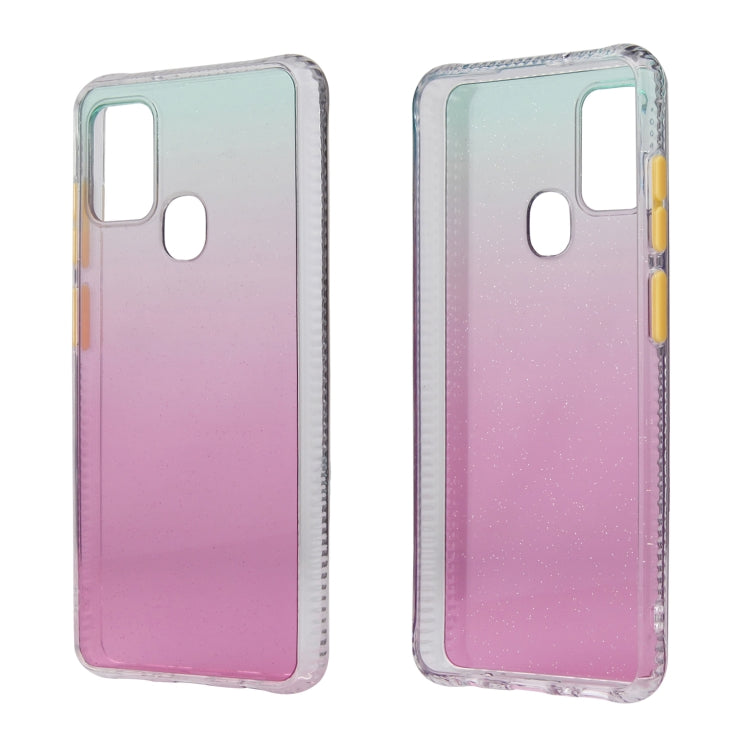 For Samsung Galaxy A21s Gradient Shockproof TPU + Acrylic Case with Detachable Buttons
