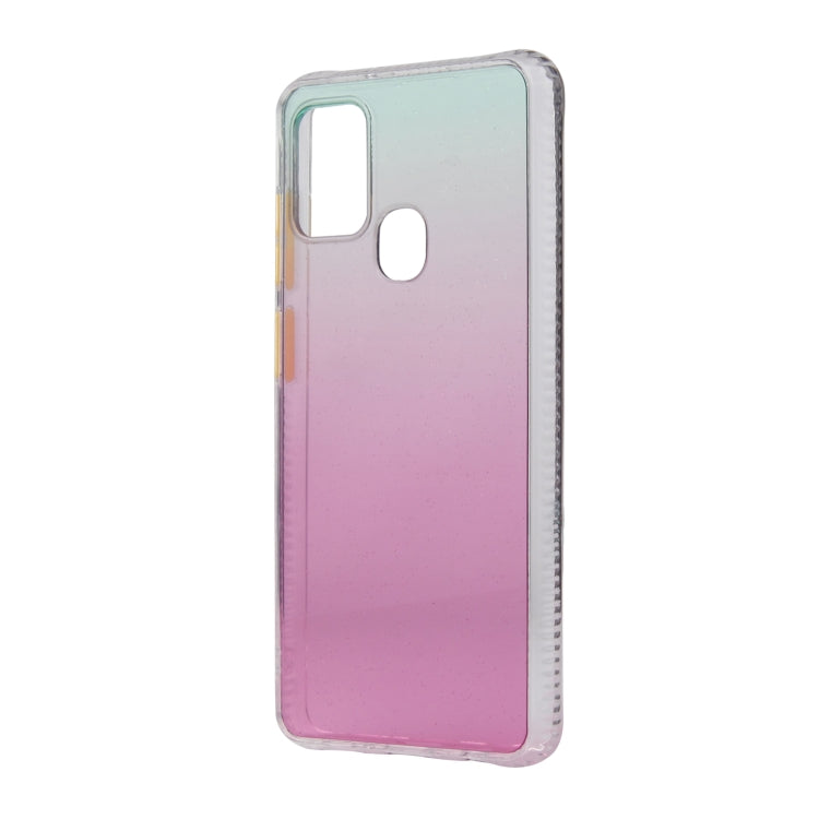 For Samsung Galaxy A21s Gradient Shockproof TPU + Acrylic Case with Detachable Buttons