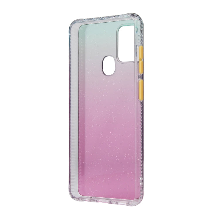 For Samsung Galaxy A21s Gradient Shockproof TPU + Acrylic Case with Detachable Buttons