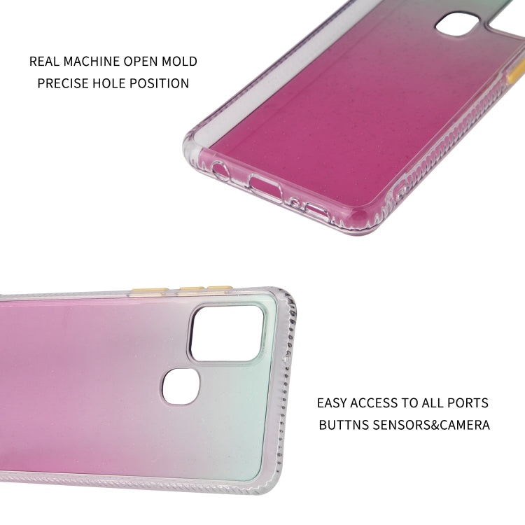 For Samsung Galaxy A21s Gradient Shockproof TPU + Acrylic Case with Detachable Buttons