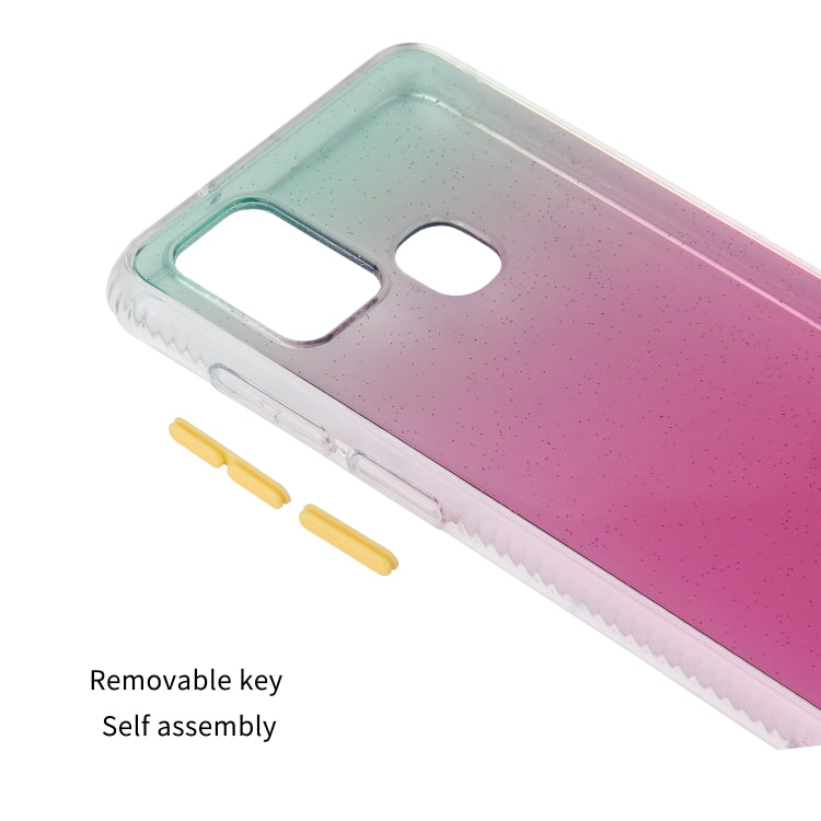 For Samsung Galaxy A21s Gradient Shockproof TPU + Acrylic Case with Detachable Buttons