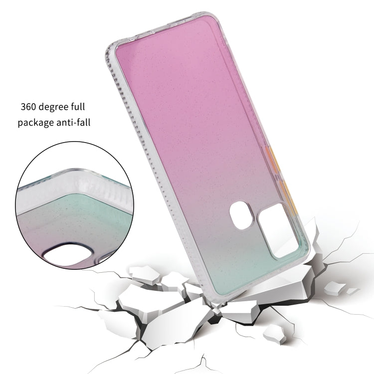 For Samsung Galaxy A21s Gradient Shockproof TPU + Acrylic Case with Detachable Buttons