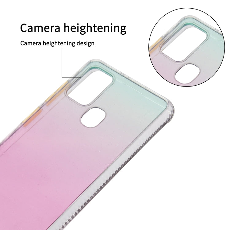 For Samsung Galaxy A21s Gradient Shockproof TPU + Acrylic Case with Detachable Buttons
