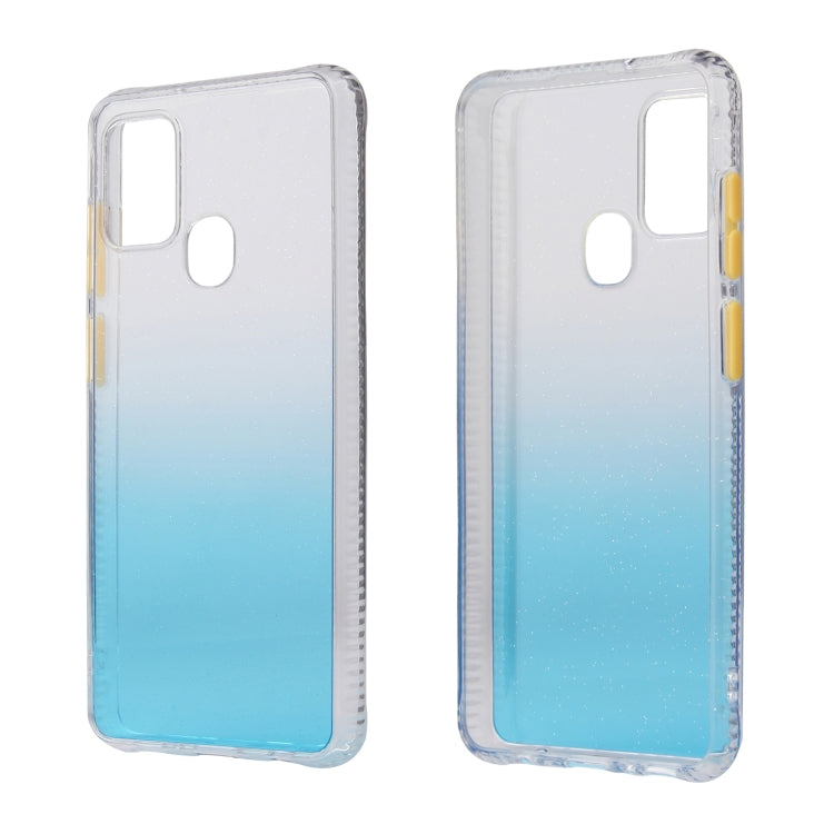 For Samsung Galaxy A21s Gradient Shockproof TPU + Acrylic Case with Detachable Buttons